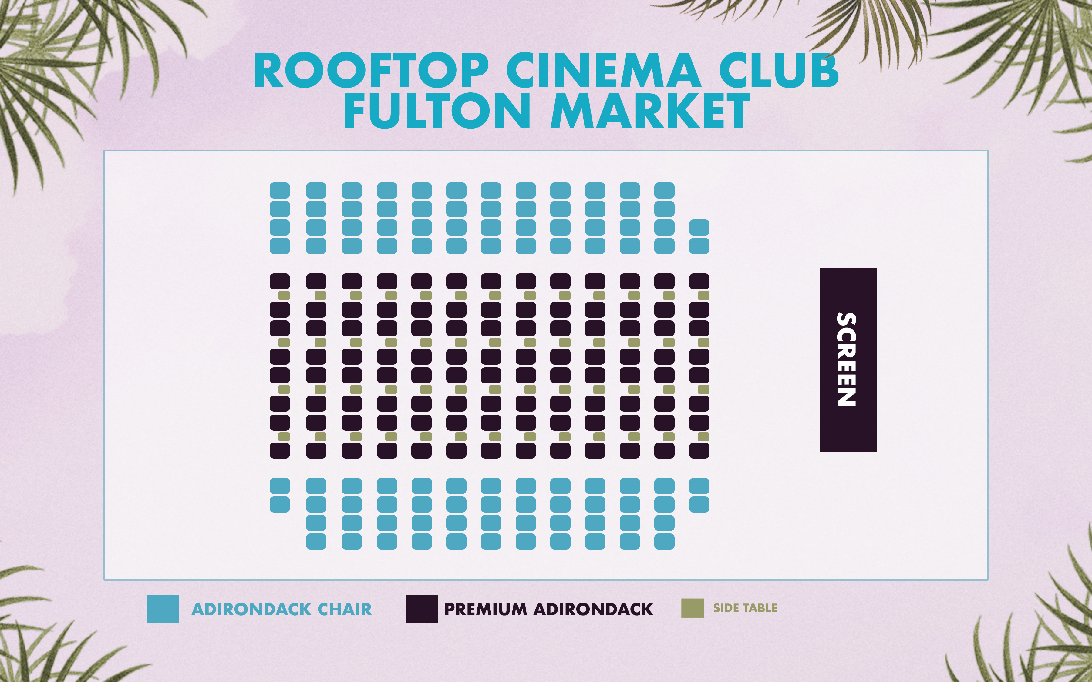 Rooftop Cinema Club Fulton Market Seating Layout